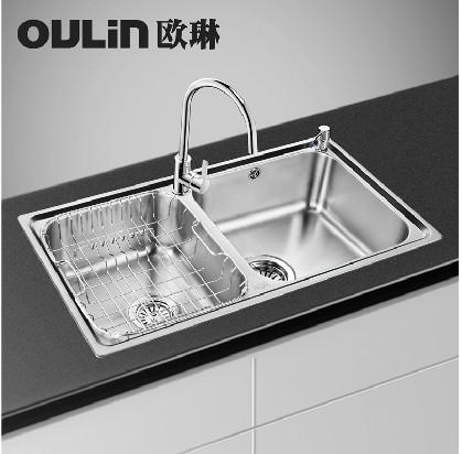  厨盆水槽套餐 304加厚不锈钢水槽双槽洗碗池