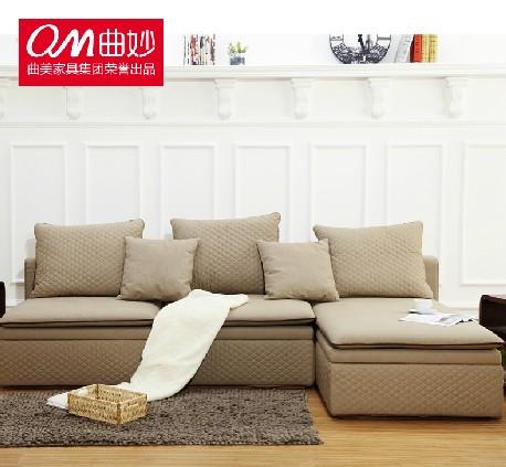 曲妙 曲美家具 转角布艺组合沙发 储物实木沙发