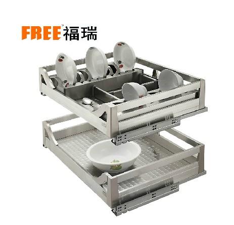 4边板式不锈钢拉篮/厨房拉篮/橱柜拉篮碗碟拉篮