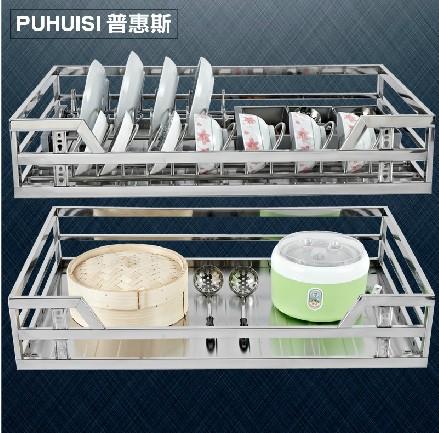  双层抽屉式滑轨碗柜厨房整体橱柜碗架