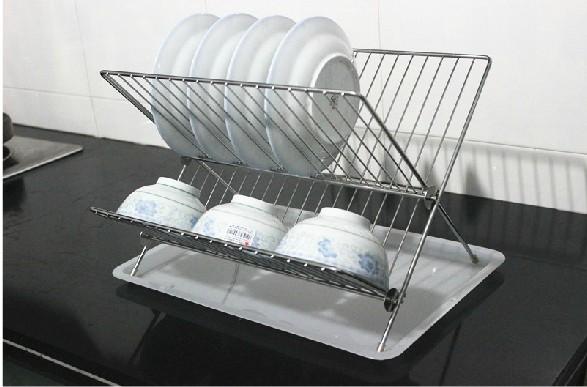 沥水篮 碗架双层X型碗碟架 双层拉篮