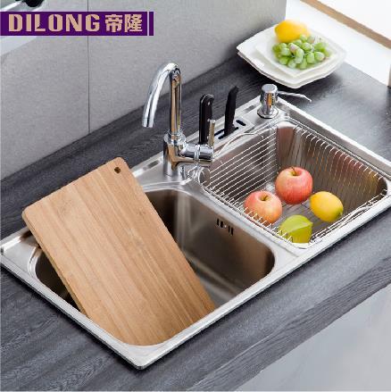 不锈钢双槽 厨房 洗菜盆套装 加厚一体成型