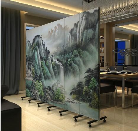 茶馆玄关门 杉木加板折屏 山水画 pf.-56