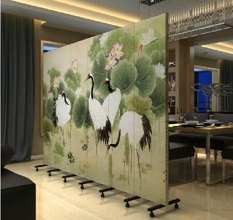 屏风时尚 隔断玄关门 中式实木 荷花pf——51