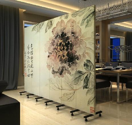 玄关隔断 中式 办公家居 牡丹水墨 pf-37