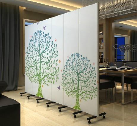 隔断酒店办公轮子推拉一体化布艺折屏