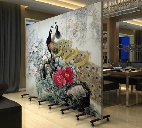 时尚酒店办公厅玄关门实木布艺折叠 pf-13