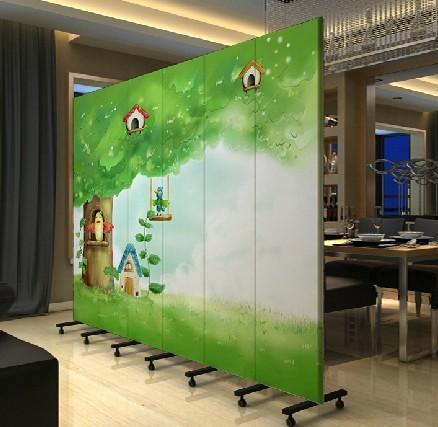 时尚家居折屏防水防透屏风卡通风景pf-4