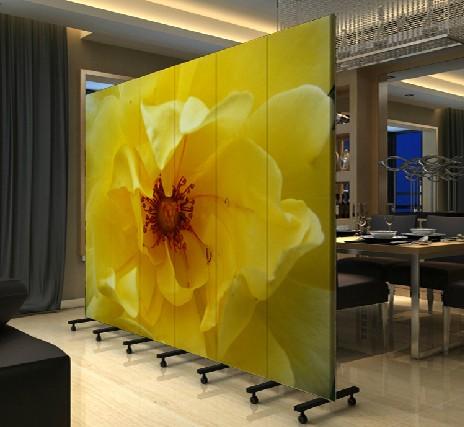 屏风玄关 加轮子隔断 板式屏风 黄色玫瑰pf-45