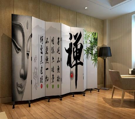 隔断时尚 实木布艺 玄关门 家居 禅 pf7-54