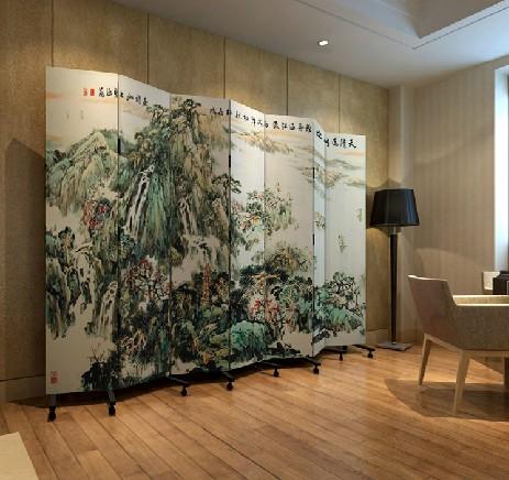 实木布艺 玄关门 家居 山水画 pf7-58