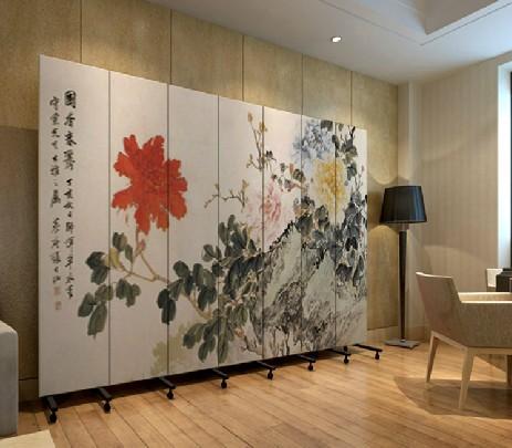 实木布艺玄关门 酒店办公 牡丹 pf7-68