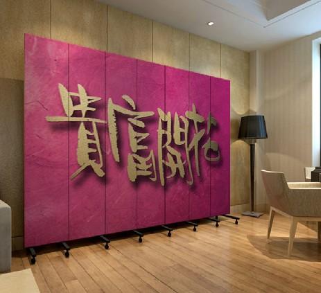 实木布艺玄关门 酒店办公 花开富贵 pf7-29