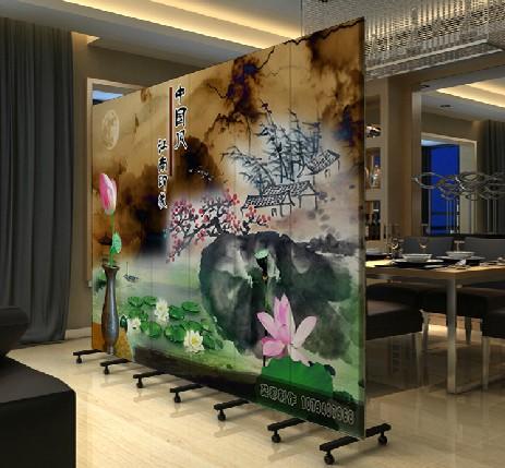 家居客厅 办公隔断 可移动 荷花屏风 pf-137