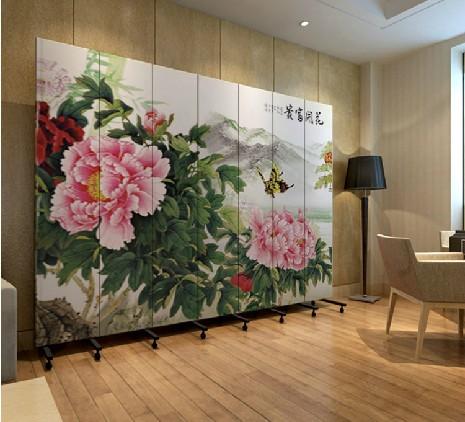 实木布艺 玄关门 酒店办公 花开富贵 pf7-25