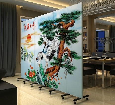 茶店装饰屏风 6扇隔断 松鹤图pf-116