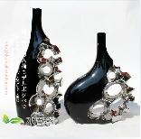 欧式景德镇陶瓷工艺品摆件家装饰品古典电镀花瓶客厅装