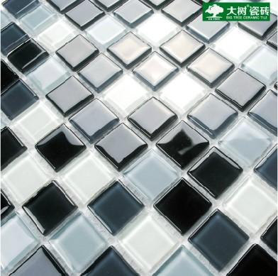 大树瓷砖 黑白灰玻璃马赛克 