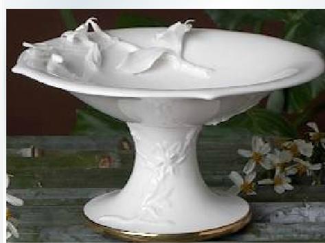 陶瓷雕花空谷玉兰果盘/家居家具饰品/软装饰品配套/
