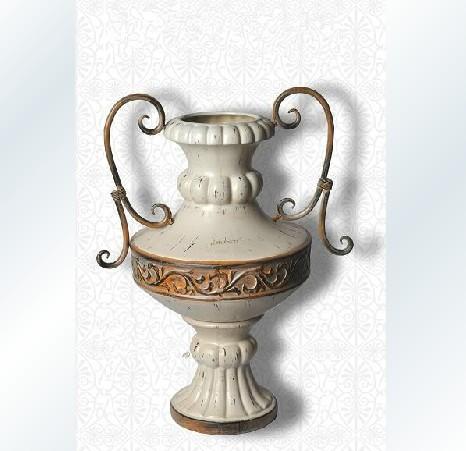 欧式陶瓷做旧铁艺莎卡尼花瓶美式家具家居饰品/软装饰
